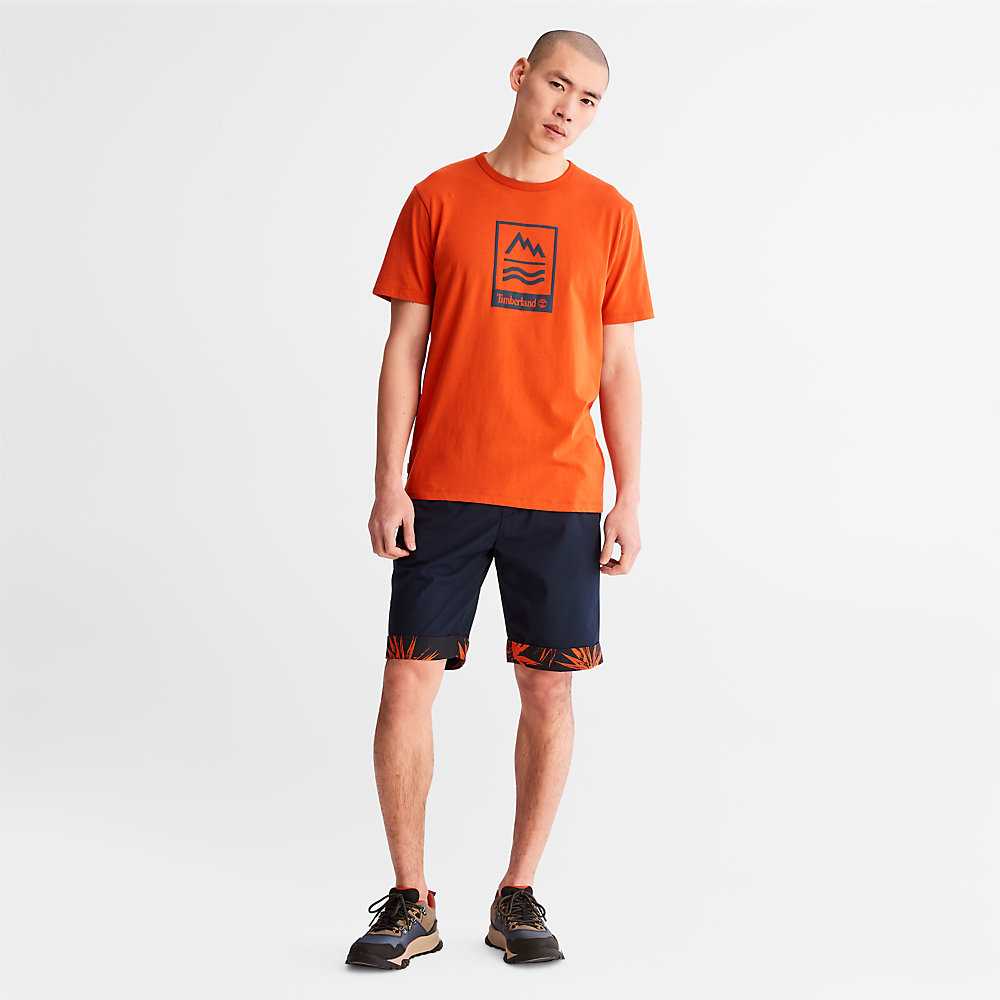 Orange Men's Timberland Mountains-to-Rivers T Shirts | Israel-3265498