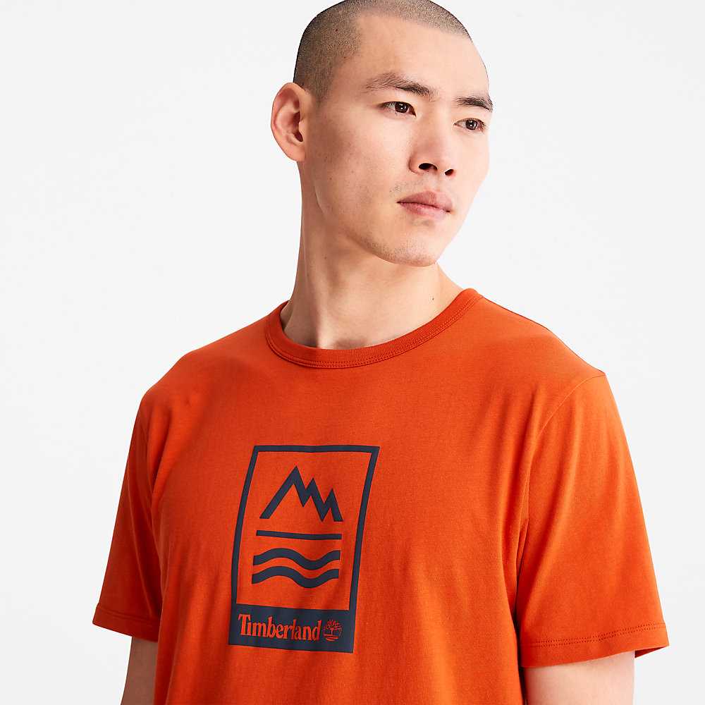 Orange Men's Timberland Mountains-to-Rivers T Shirts | Israel-3265498