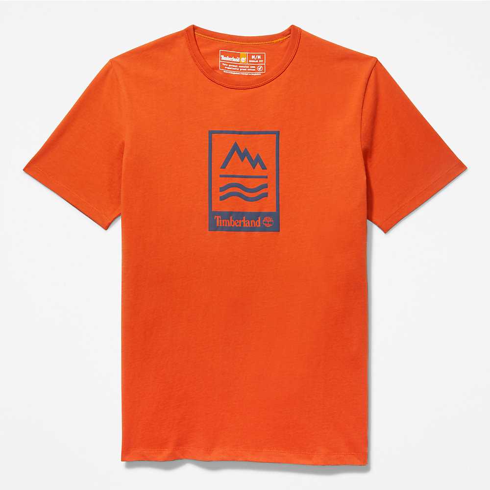 Orange Men's Timberland Mountains-to-Rivers T Shirts | Israel-3265498