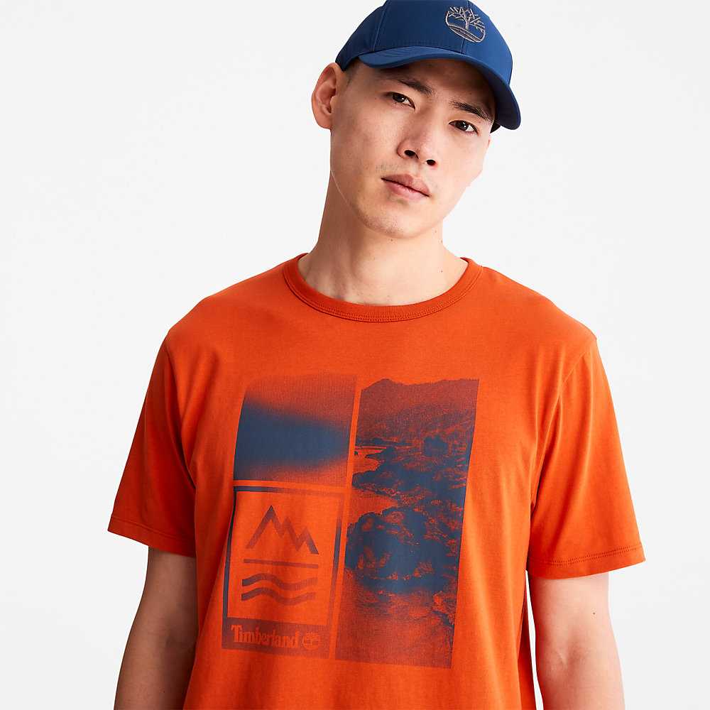 Orange Men's Timberland Mountains-to-Rivers T Shirts | Israel-8675392