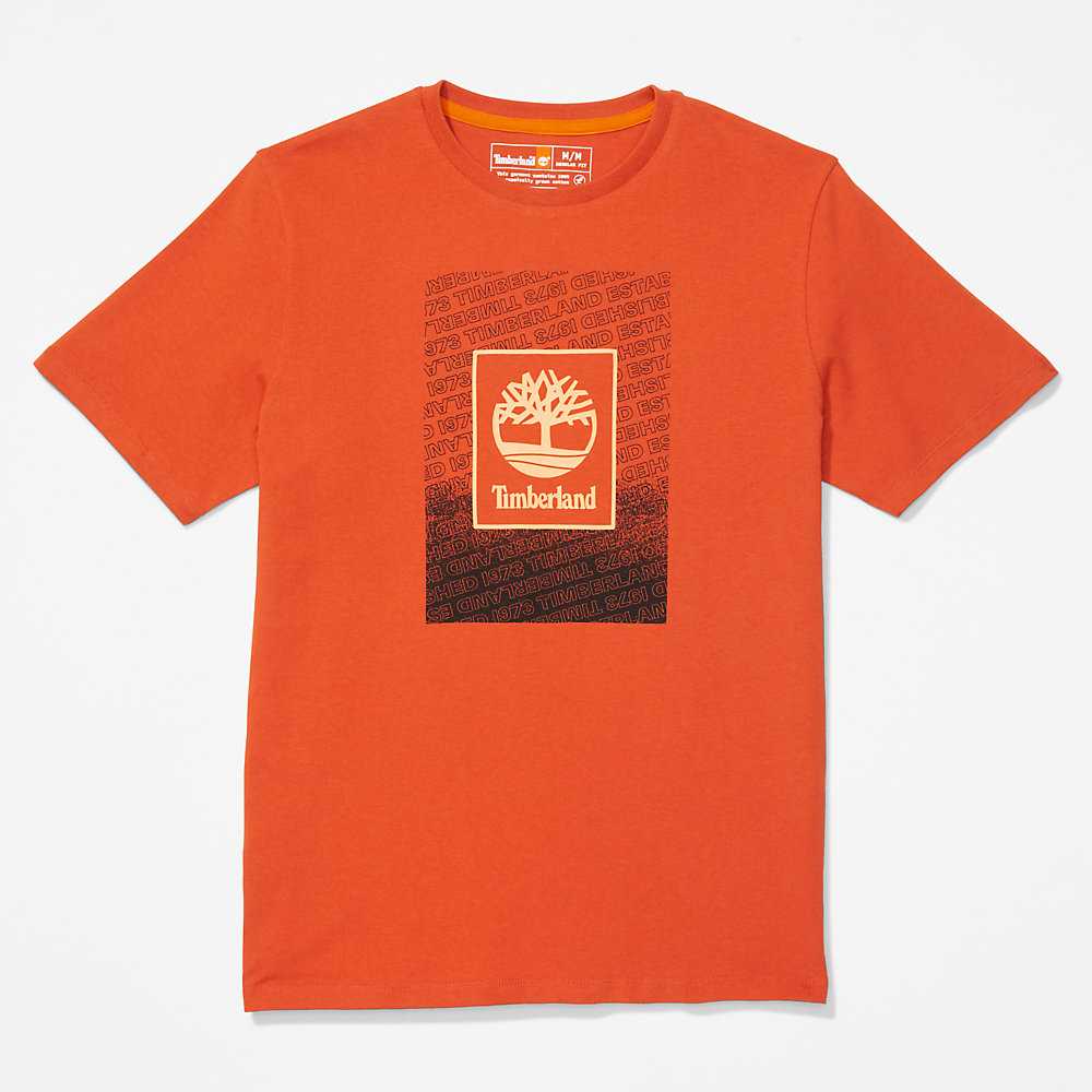 Orange Men's Timberland Outdoor Archive T Shirts | Israel-0874932