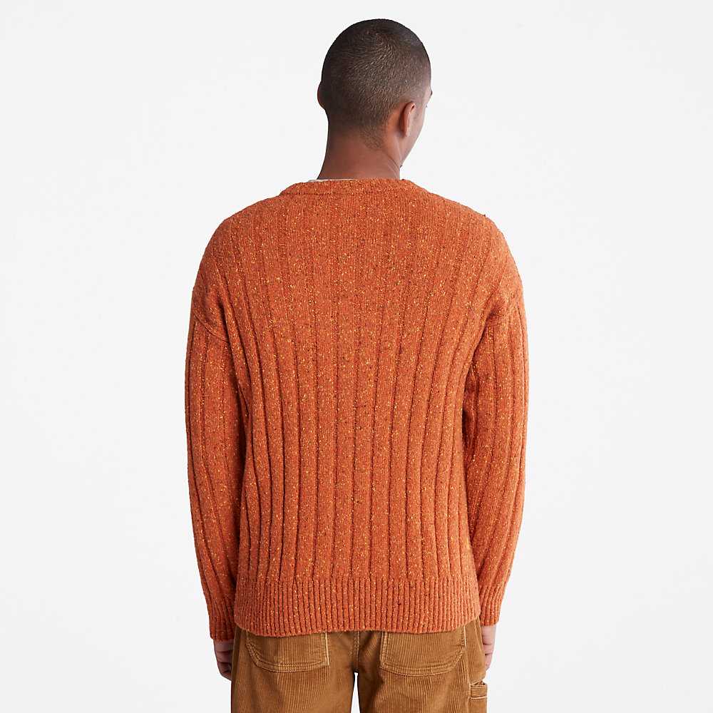 Orange Men's Timberland Textured Sweatshirt | Israel-5234809