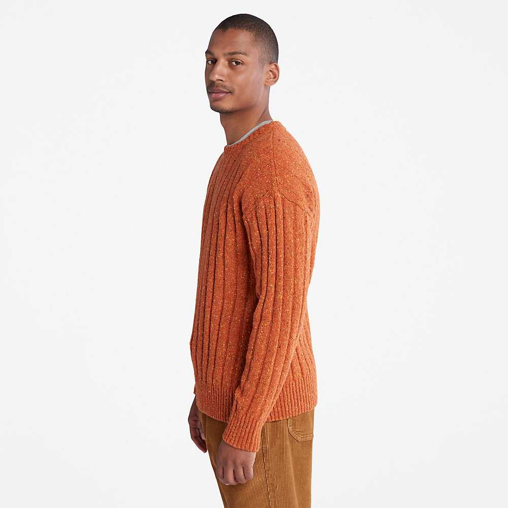 Orange Men's Timberland Textured Sweatshirt | Israel-5234809