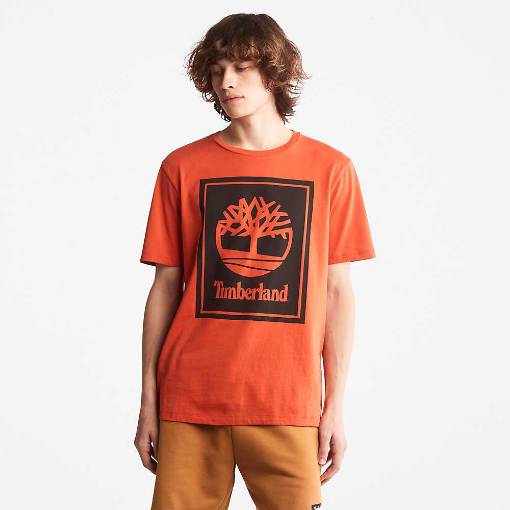 Orange Women's Timberland Tree Logo T Shirts | Israel-0749628