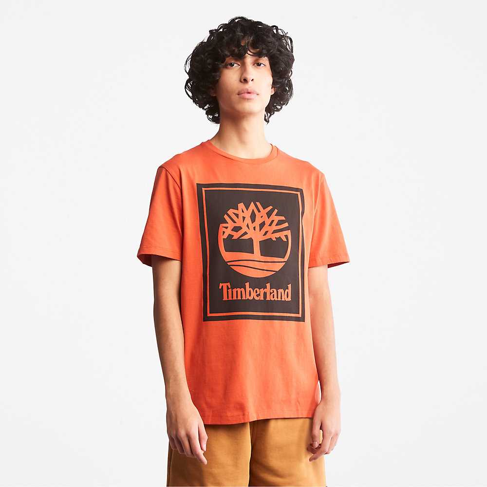 Orange Women's Timberland Tree Logo T Shirts | Israel-0749628