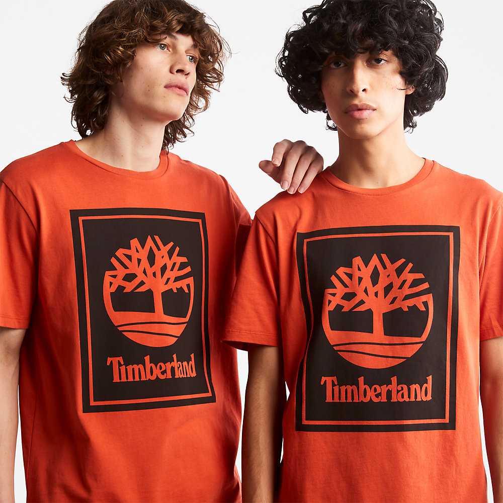 Orange Women's Timberland Tree Logo T Shirts | Israel-0749628