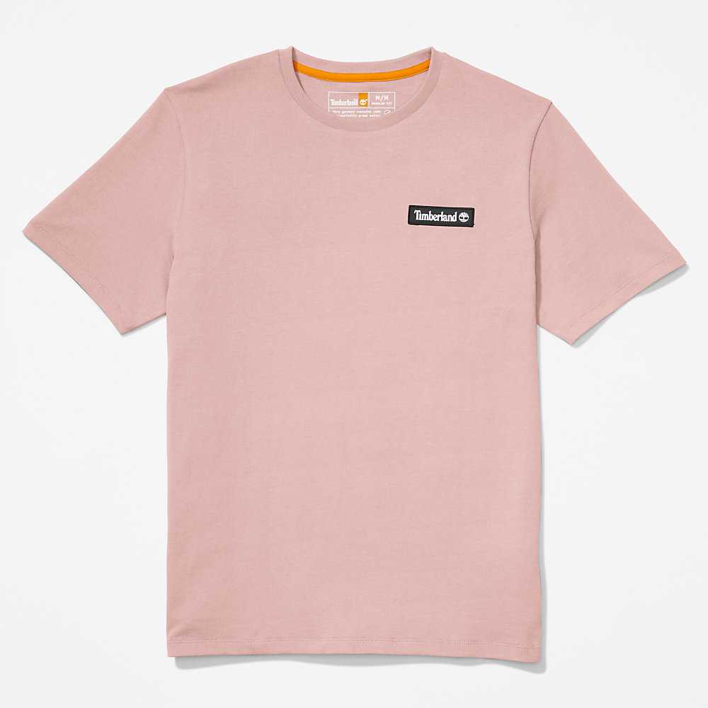 Pink Men's Timberland All Gender Heavyweight Badge T Shirts | Israel-7295631