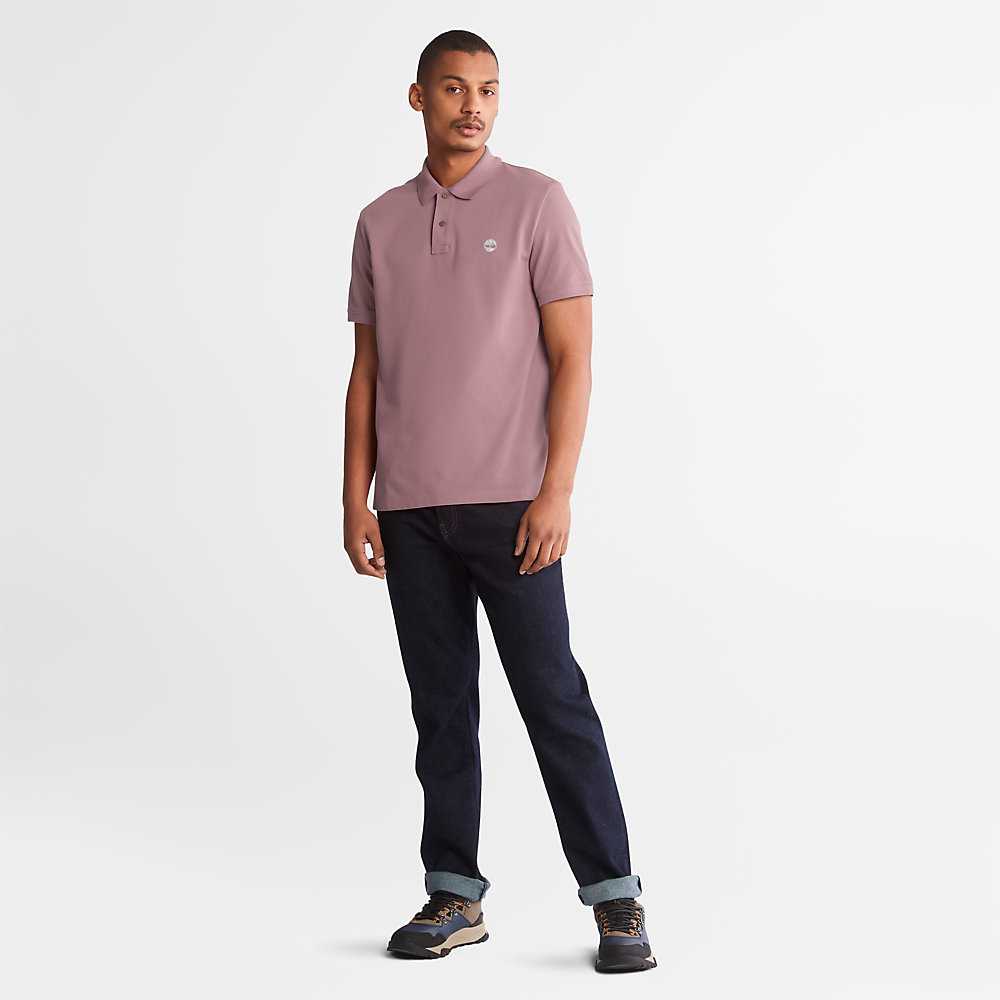 Pink Men's Timberland Millers River Polo Shirts | Israel-3976485