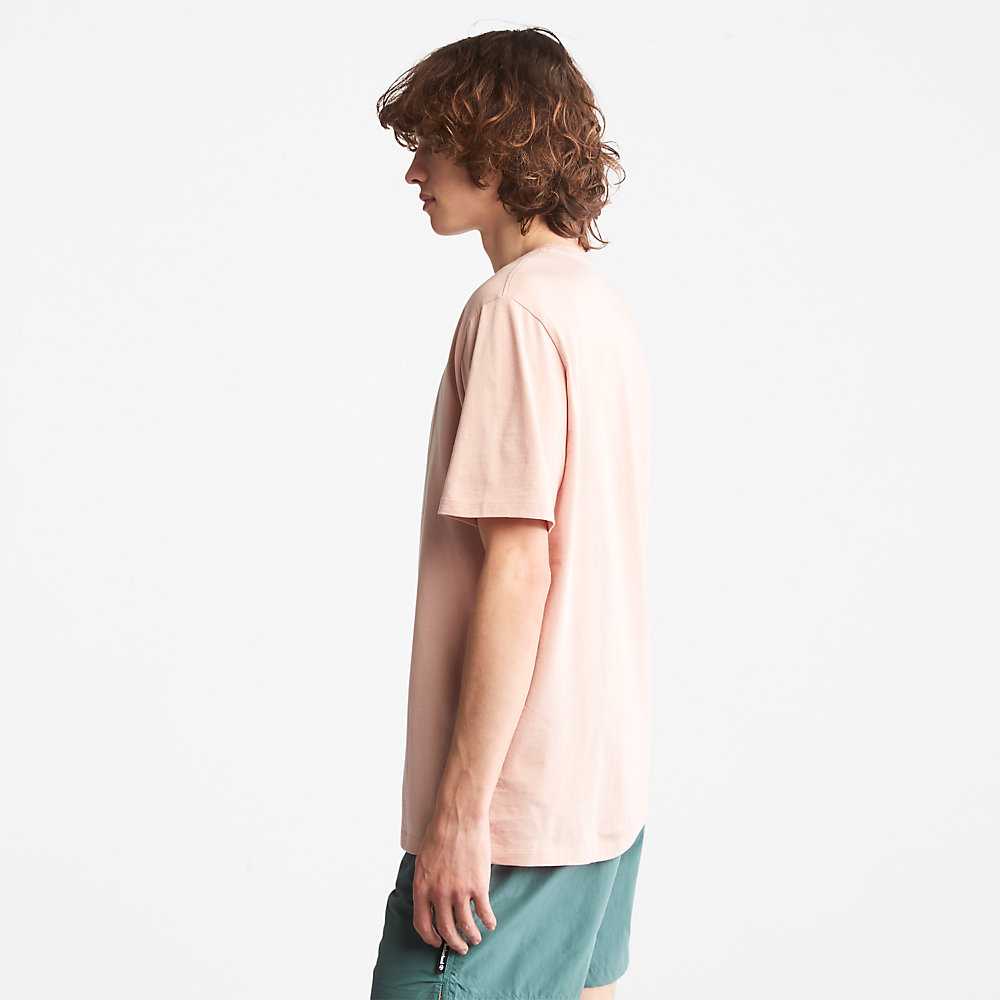 Pink Men's Timberland Tree Logo T Shirts | Israel-1730564