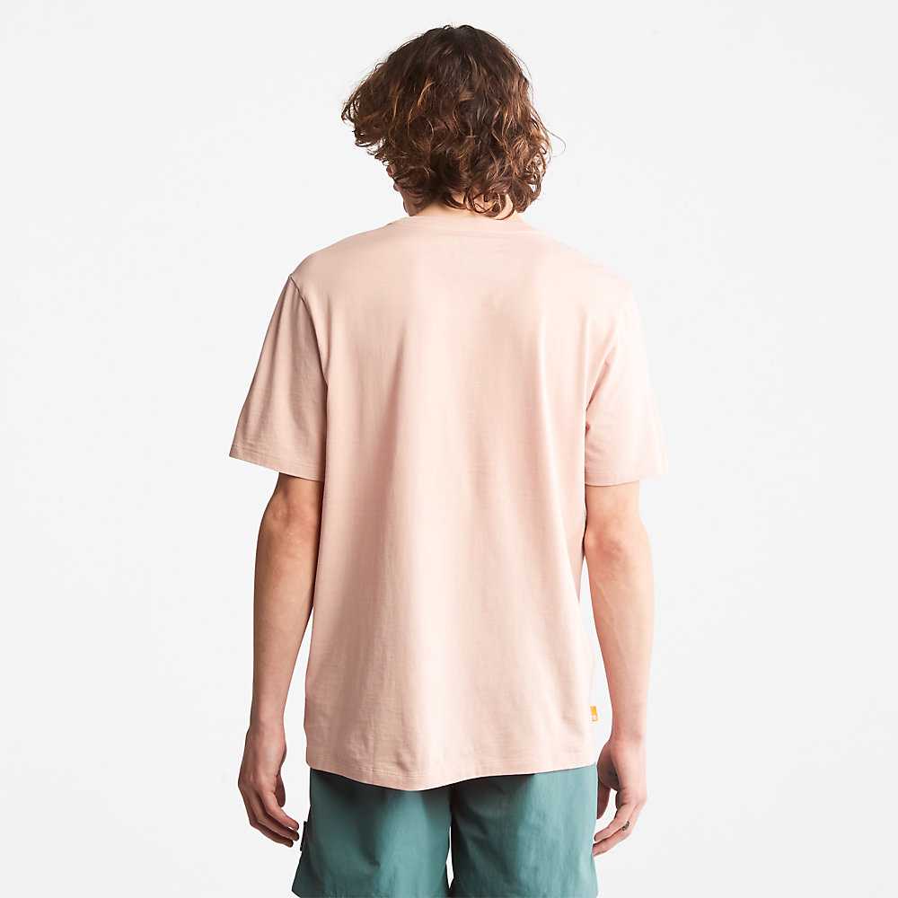 Pink Men's Timberland Tree Logo T Shirts | Israel-1730564