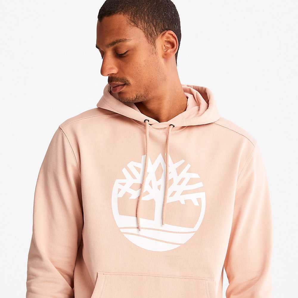 Pink Men's Timberland ree-Logo Hoodie | Israel-0813976