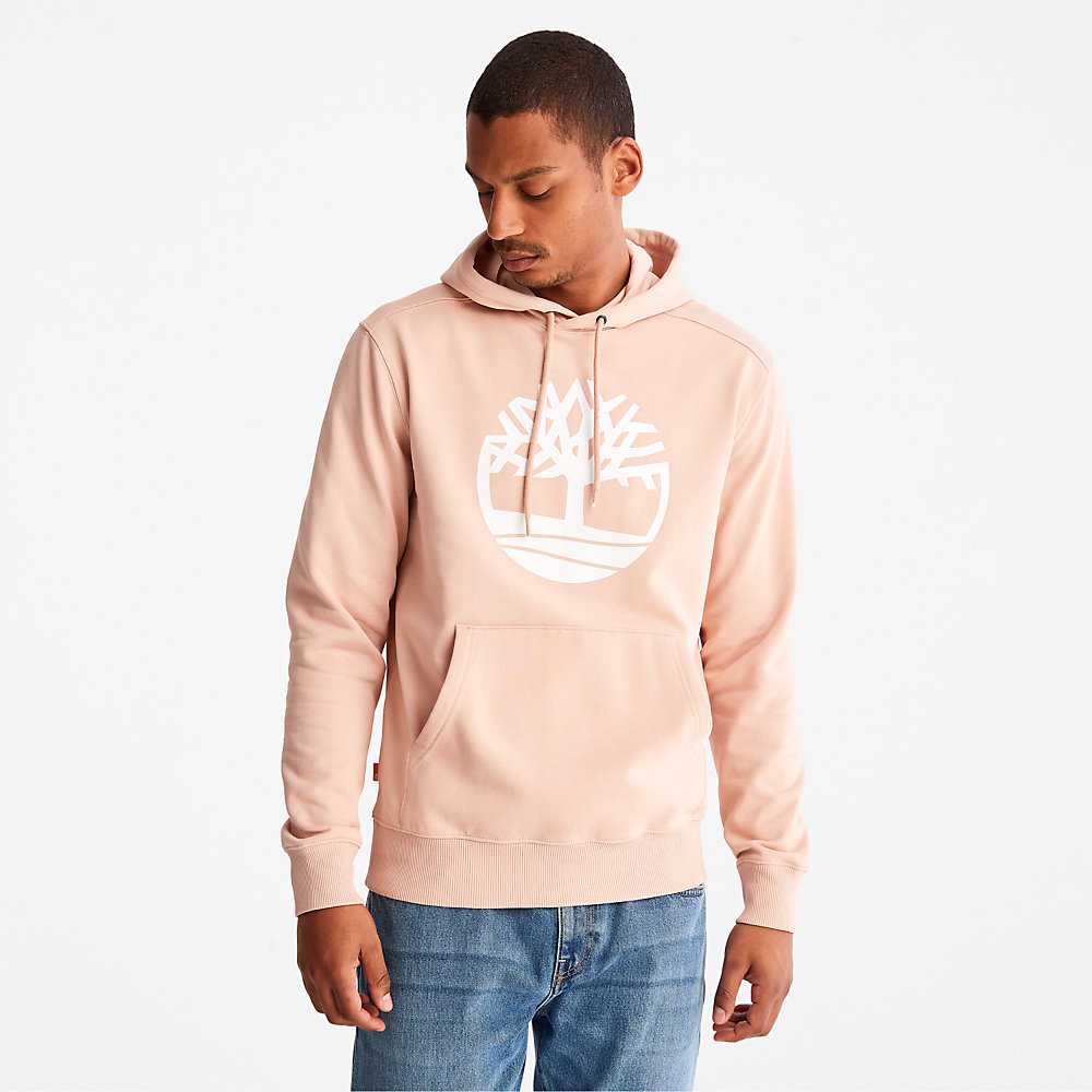 Pink Men\'s Timberland ree-Logo Hoodie | Israel-0813976