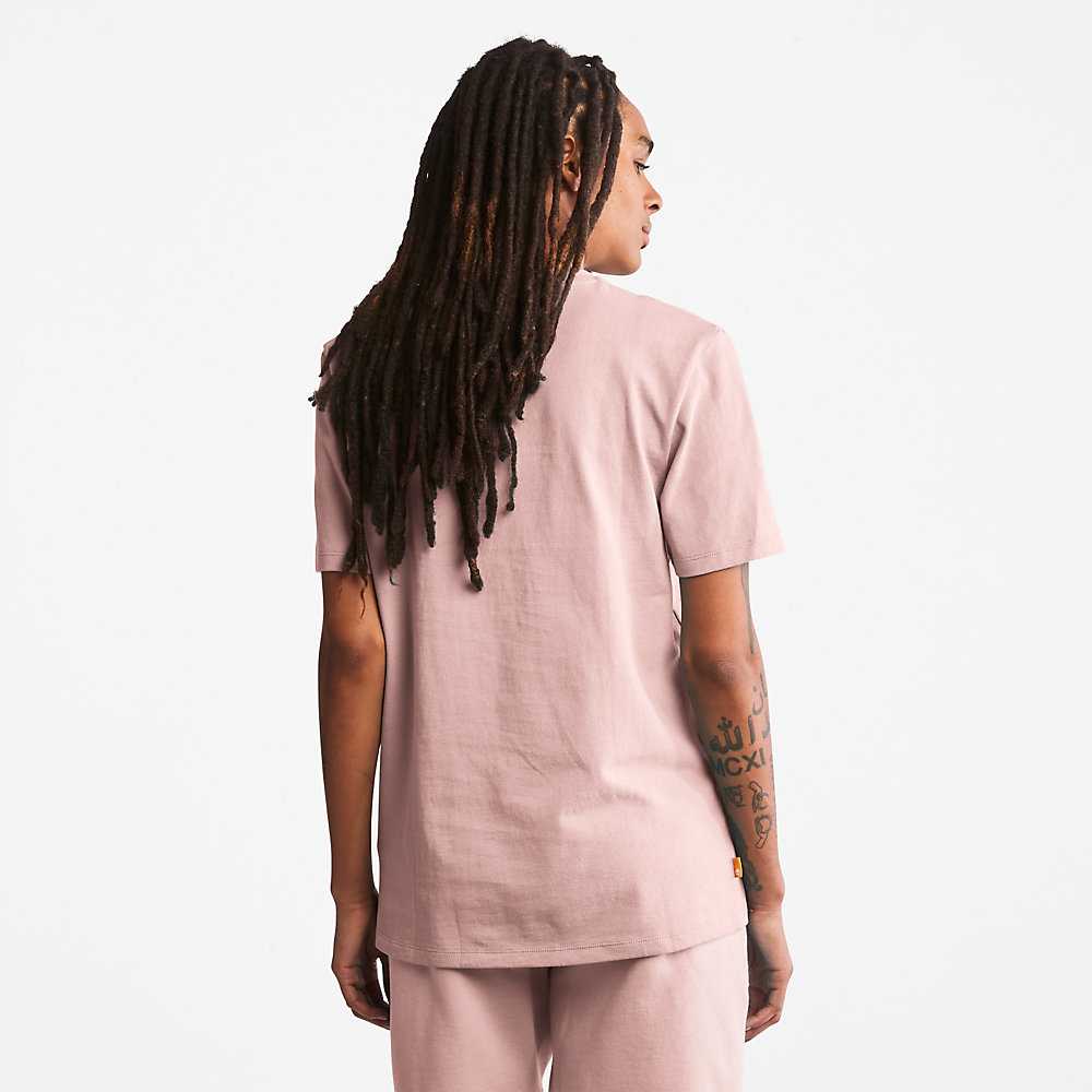 Pink Women's Timberland All Gender Heavyweight Badge T Shirts | Israel-5820637