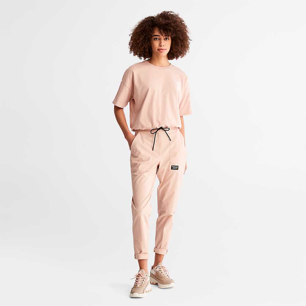 Pink Women's Timberland Cropped T Shirts | Israel-6374108