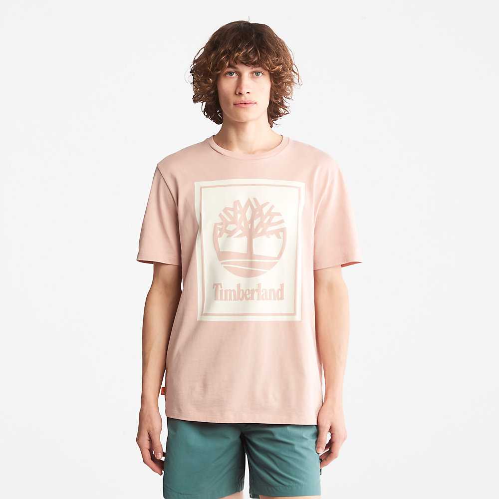 Pink Women's Timberland Tree Logo T Shirts | Israel-5879206