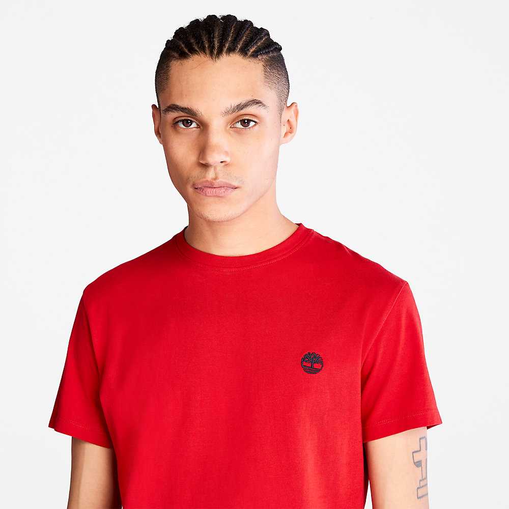 Red Men's Timberland Dunstan River T Shirts | Israel-8517240