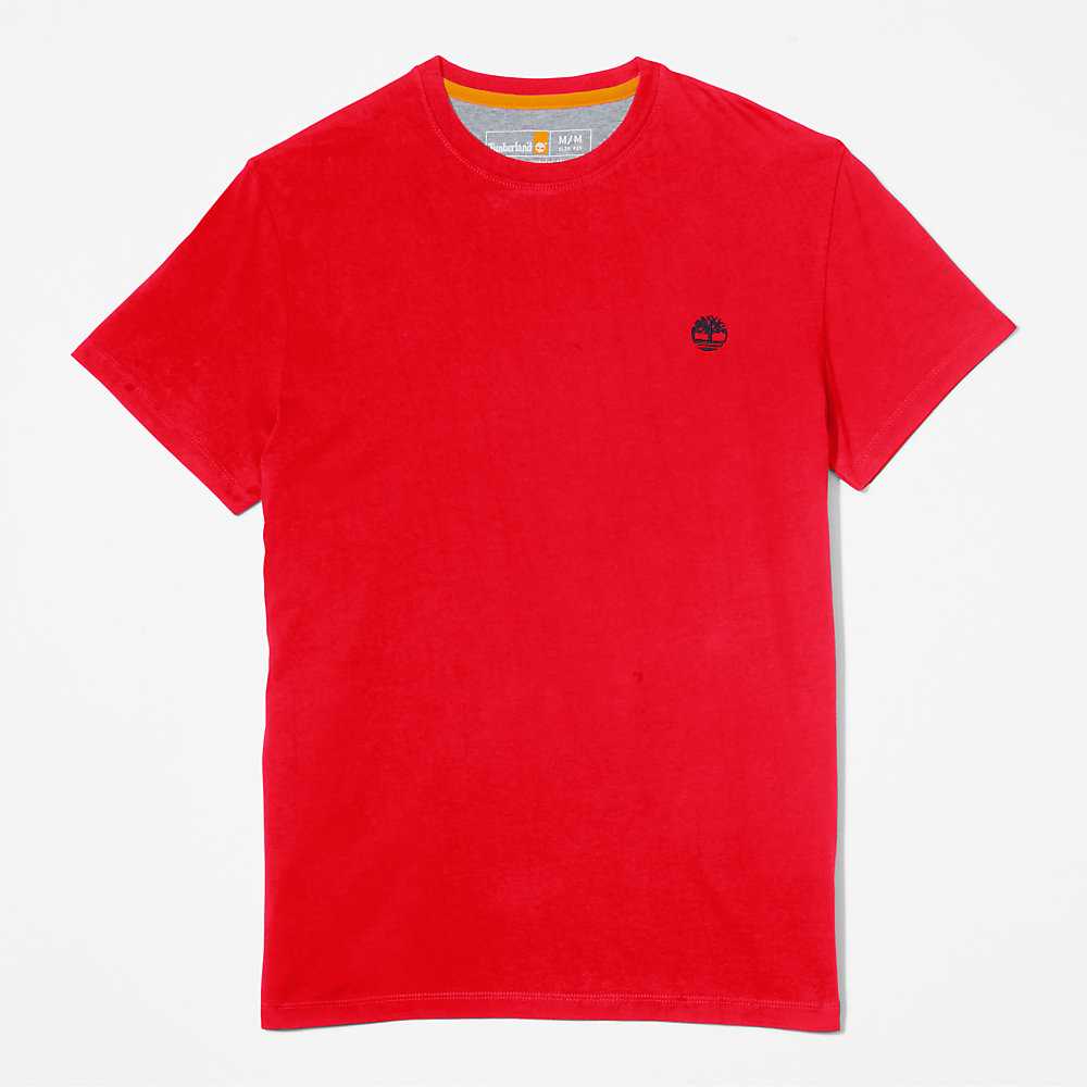 Red Men's Timberland Dunstan River T Shirts | Israel-8517240