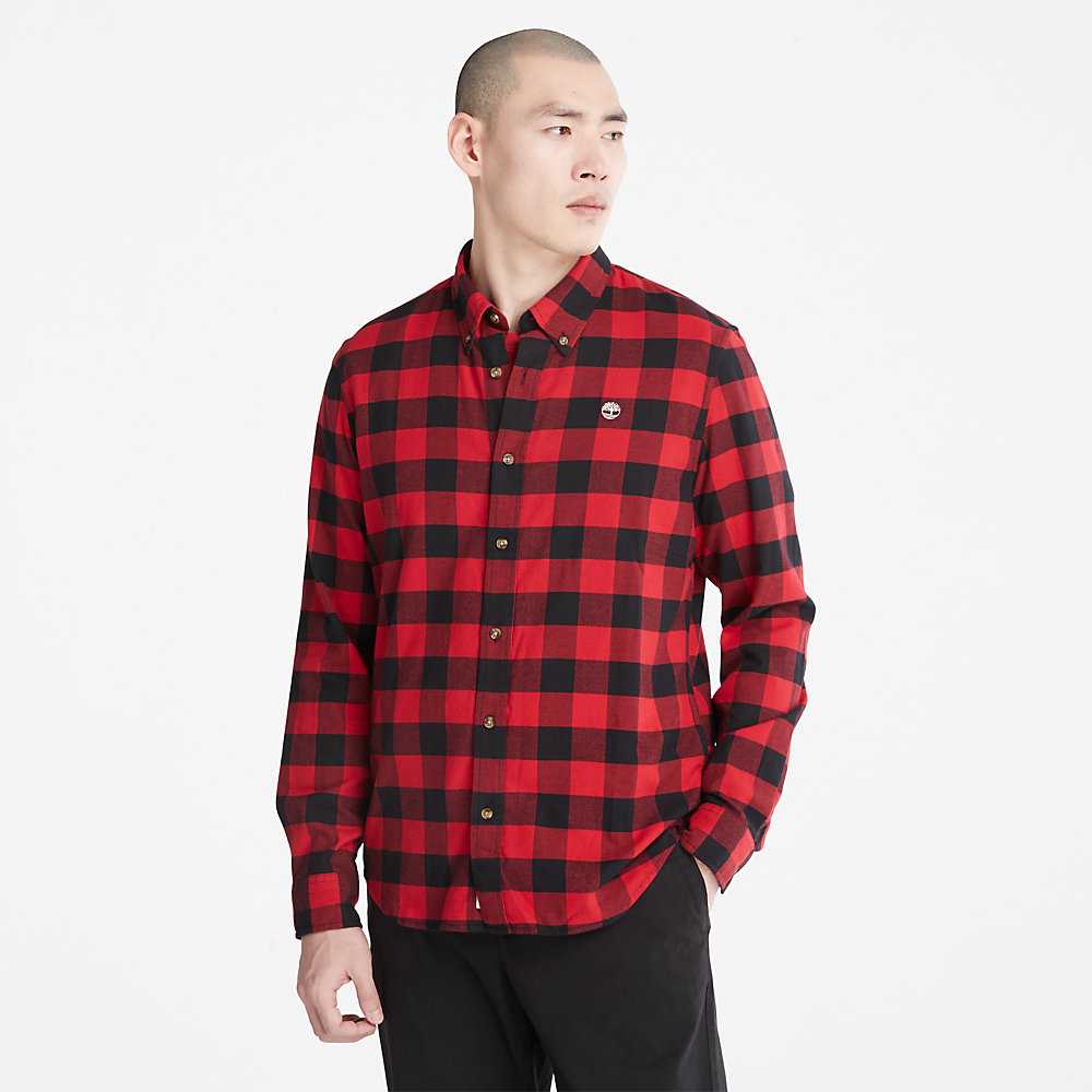 Red Men\'s Timberland Mascoma River Check Shirt | Israel-3790615