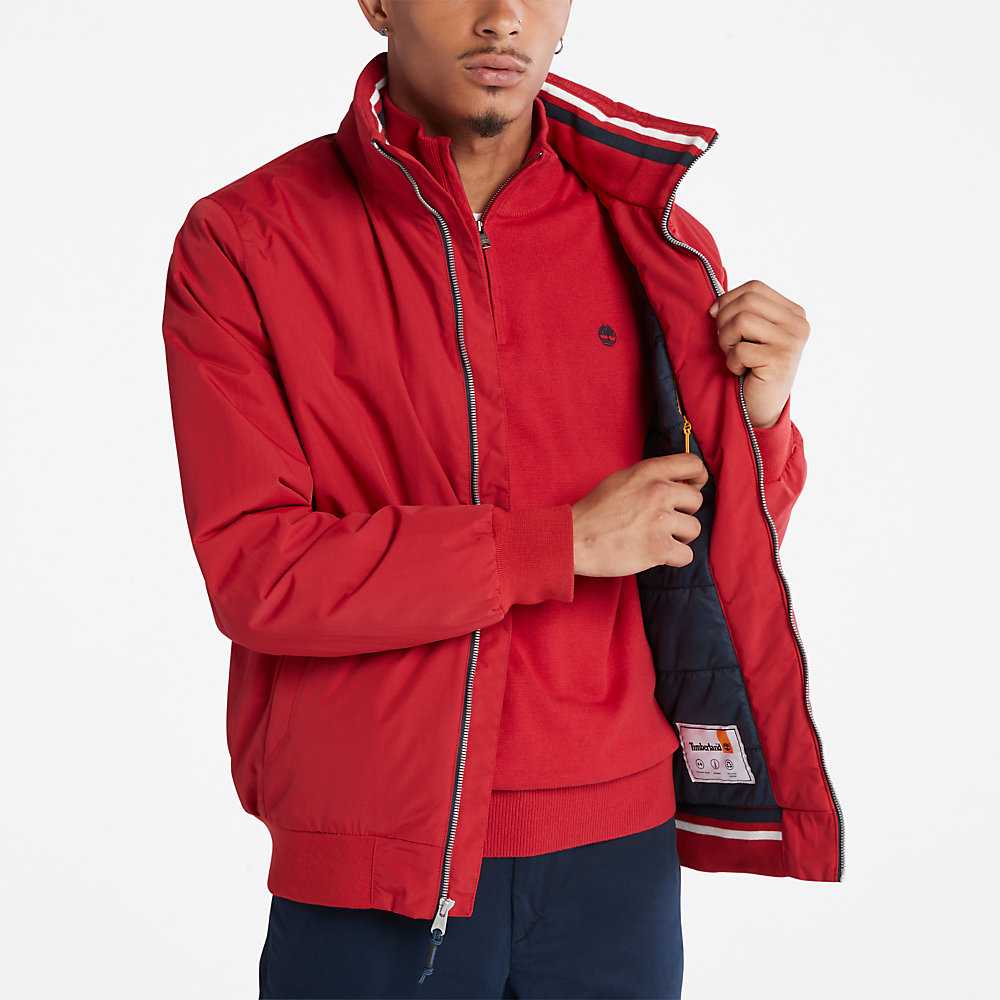 Red Men's Timberland Sailor Bomber Jacket | Israel-6291058