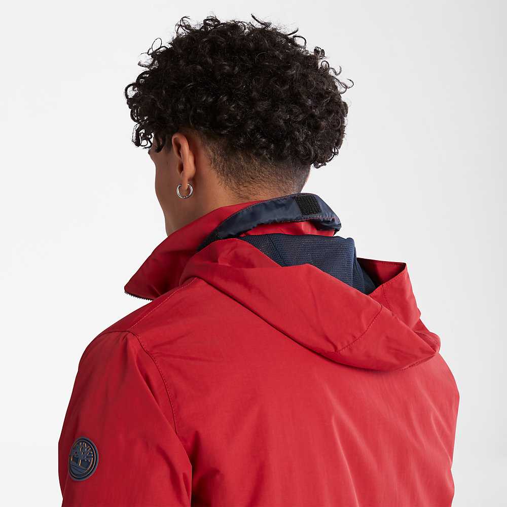 Red Men's Timberland Sailor Bomber Jacket | Israel-6291058