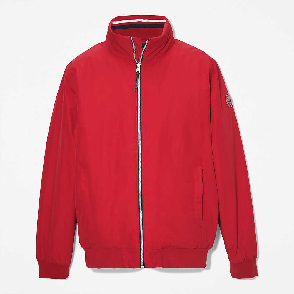 Red Men's Timberland Sailor Bomber Jacket | Israel-6291058