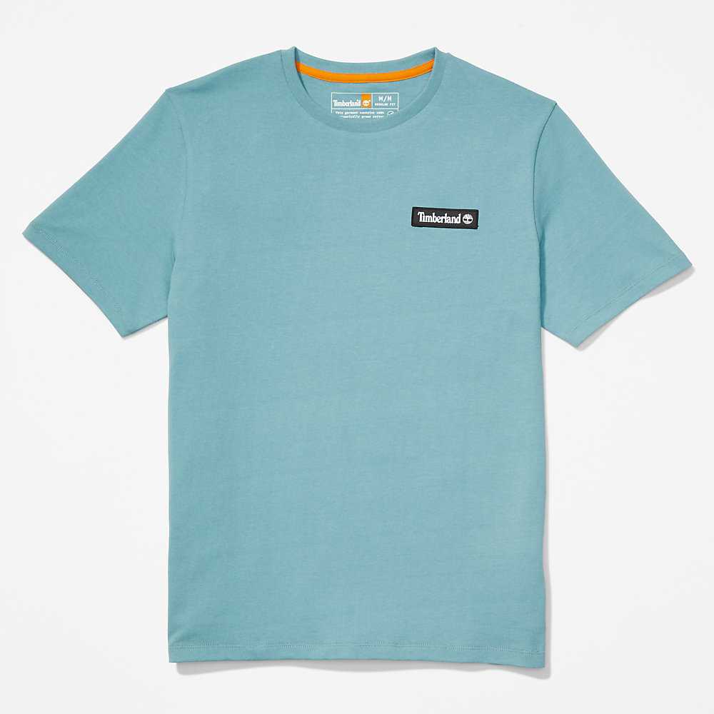 Turquoise Men's Timberland All Gender Heavyweight Badge T Shirts | Israel-6153490