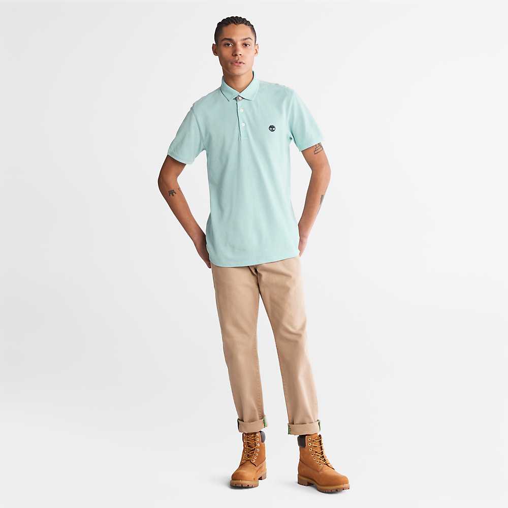 Turquoise Men's Timberland Baboosic Polo Shirts | Israel-7526493