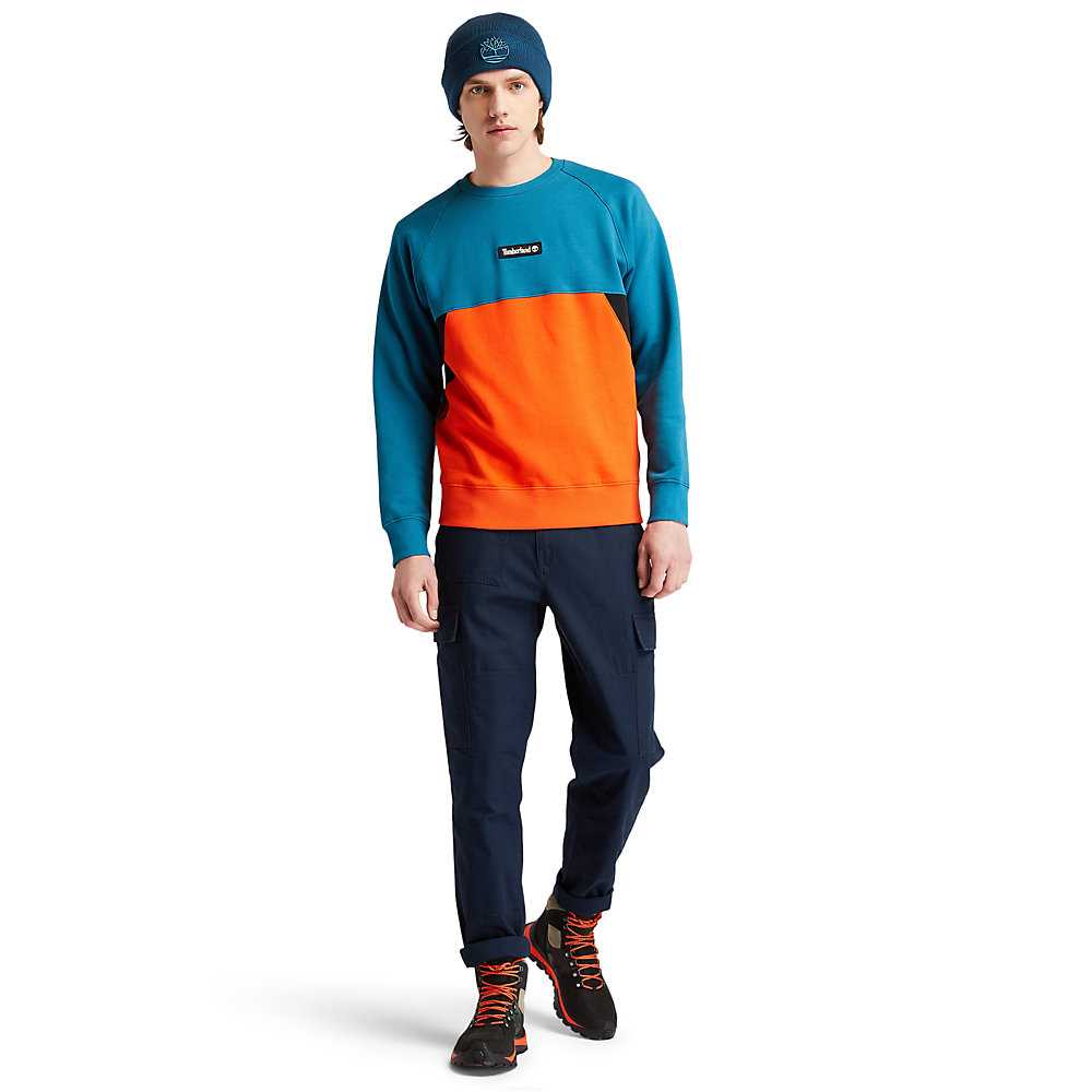 Turquoise Men's Timberland Cut-and-Sew Sweatshirt | Israel-0758964