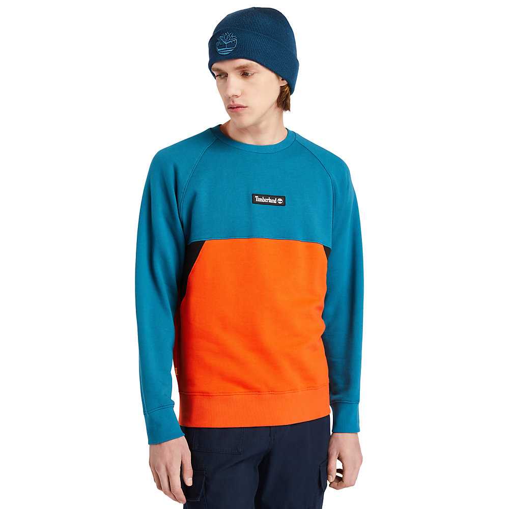 Turquoise Men\'s Timberland Cut-and-Sew Sweatshirt | Israel-0758964