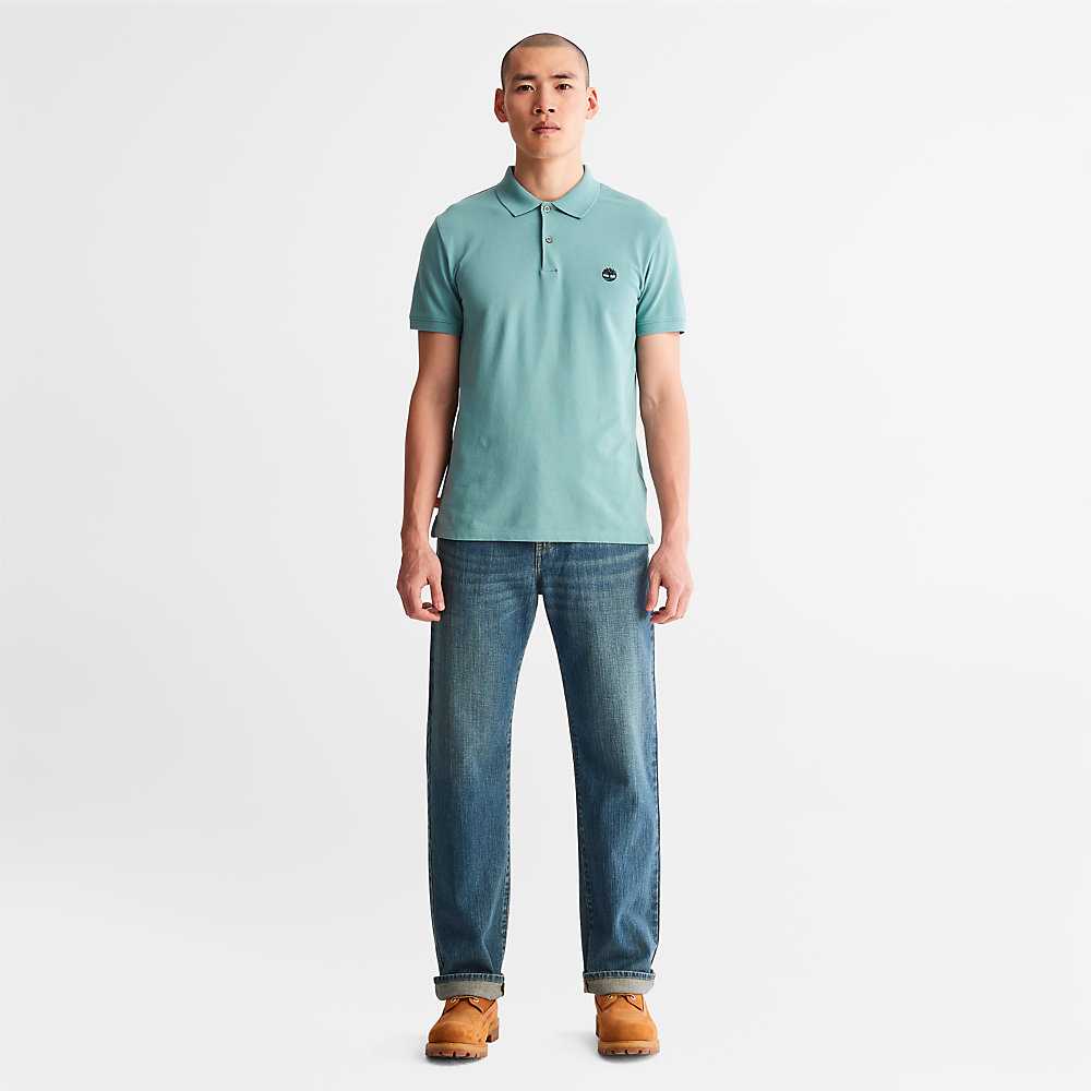 Turquoise Men's Timberland Merrymeeting River Polo Shirts | Israel-5724913