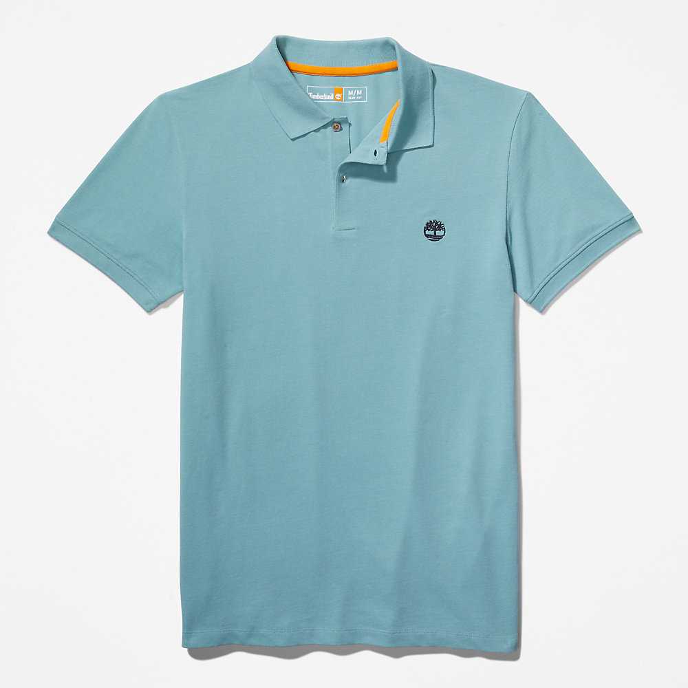 Turquoise Men's Timberland Merrymeeting River Polo Shirts | Israel-5724913