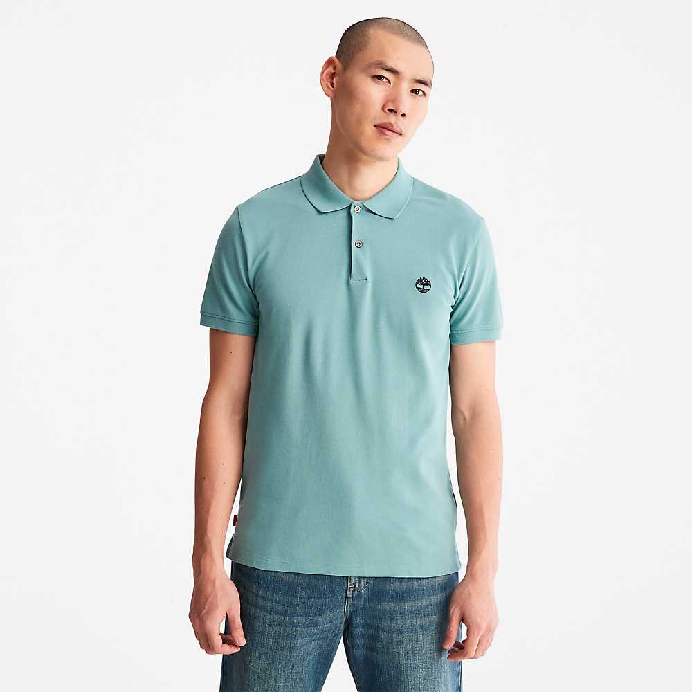 Turquoise Men\'s Timberland Merrymeeting River Polo Shirts | Israel-5724913