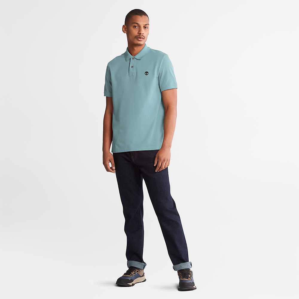 Turquoise Men's Timberland Millers River Polo Shirts | Israel-6925431