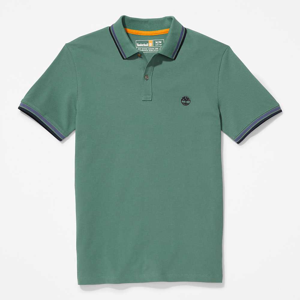 Turquoise Men's Timberland Millers River Polo Shirts | Israel-7139658