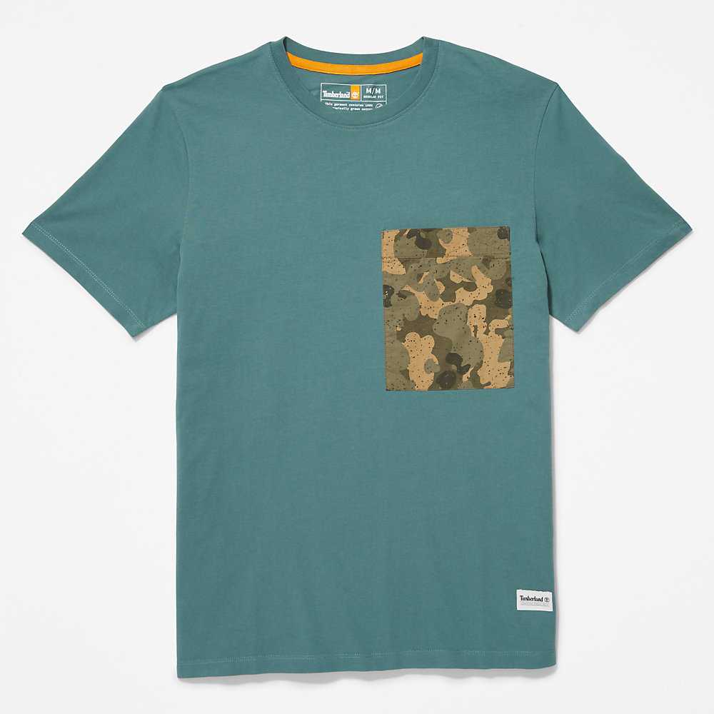 Turquoise Men's Timberland Outdoor Heritage T Shirts | Israel-5421078