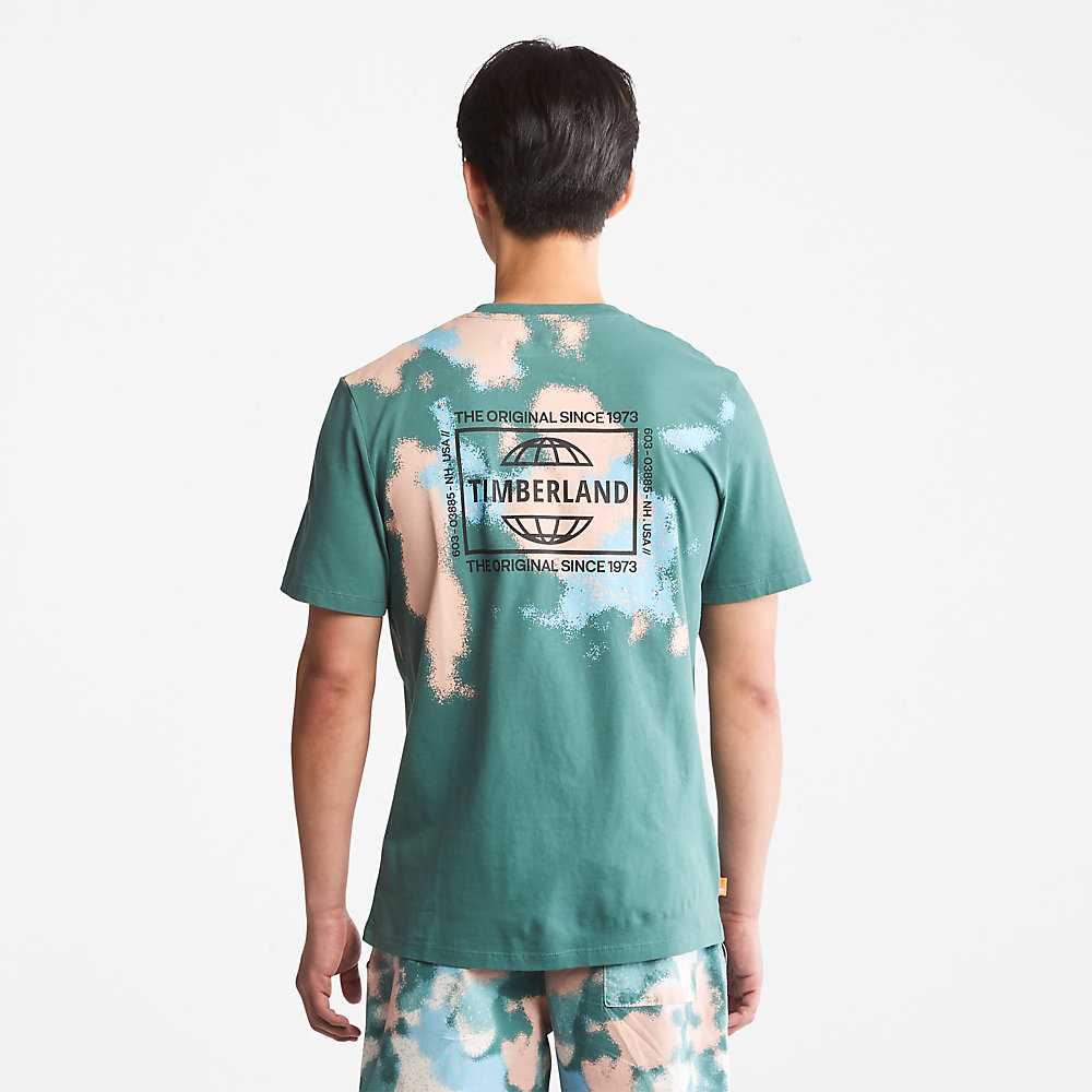 Turquoise Men's Timberland Paint Graphic T Shirts | Israel-0325194