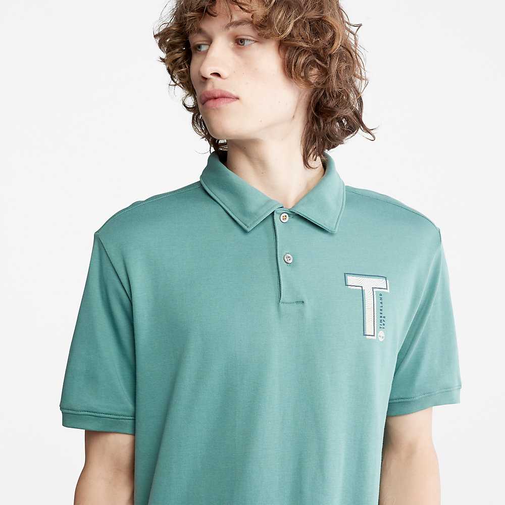 Turquoise Men's Timberland TimberFresh™ Polo Shirts | Israel-5968270