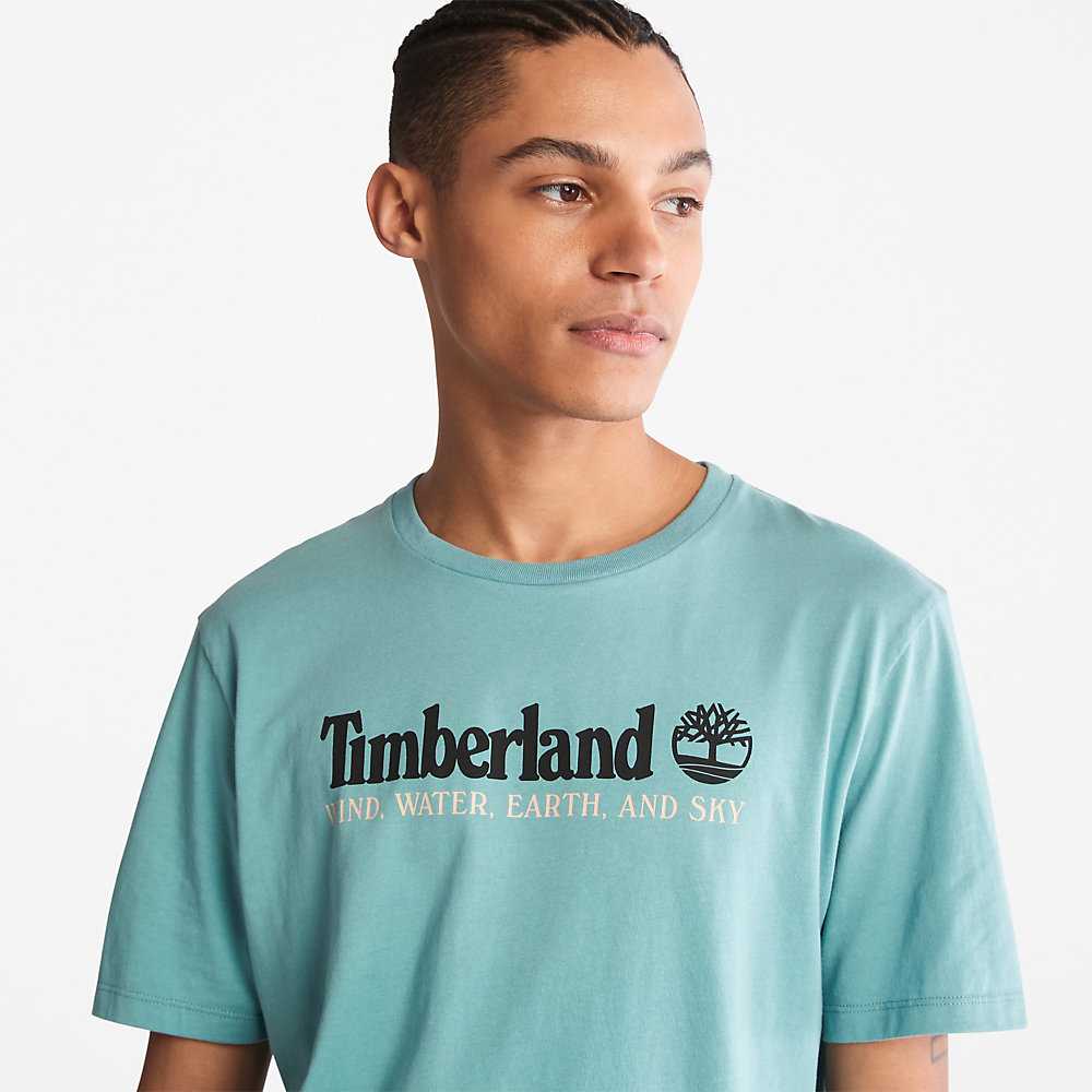 Turquoise Men's Timberland Wind Water Earth And Sky T Shirts | Israel-8506321