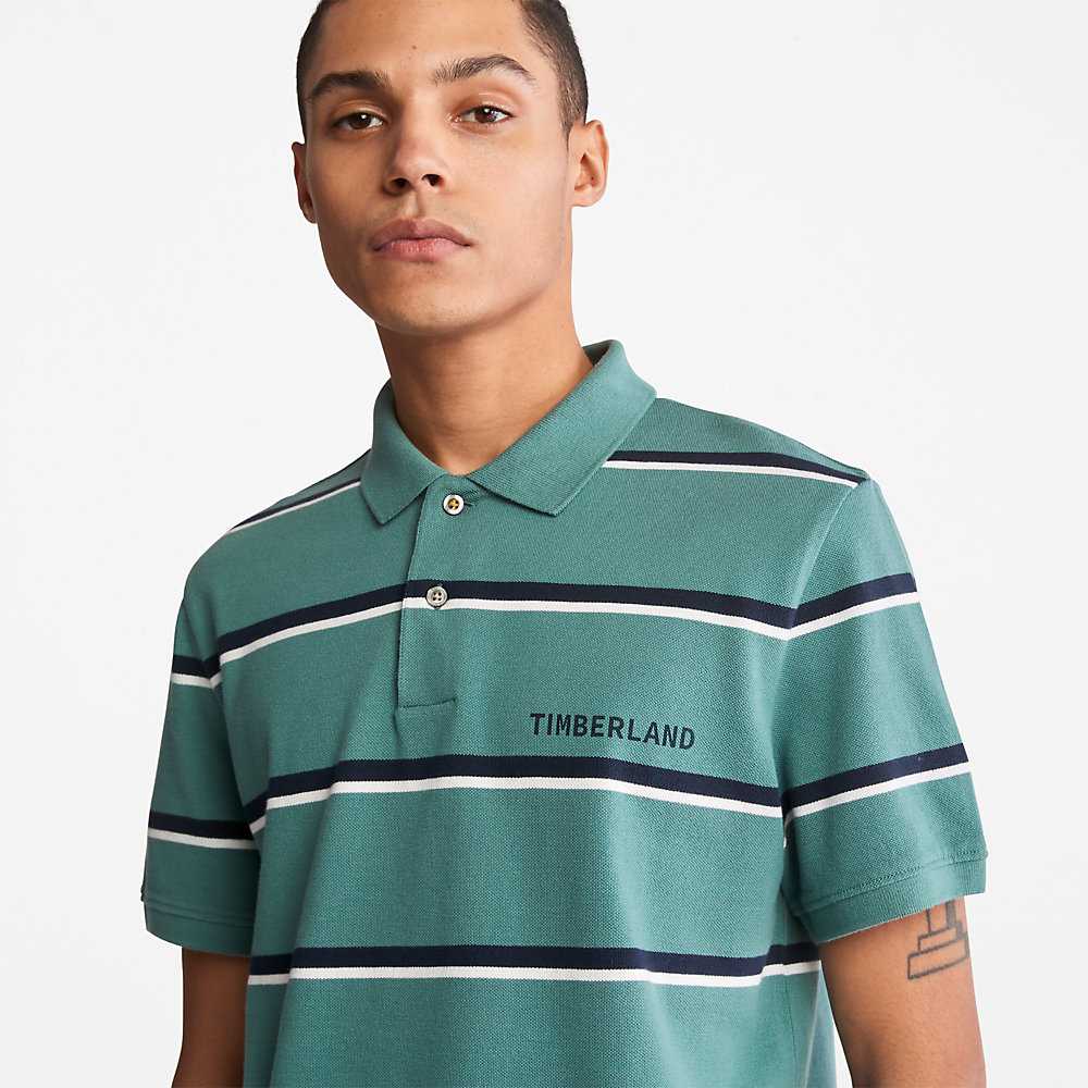 Turquoise Men's Timberland Zealand River Polo Shirts | Israel-9218634