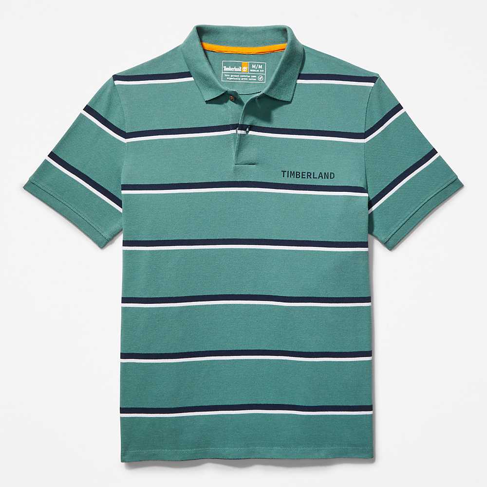 Turquoise Men's Timberland Zealand River Polo Shirts | Israel-9218634