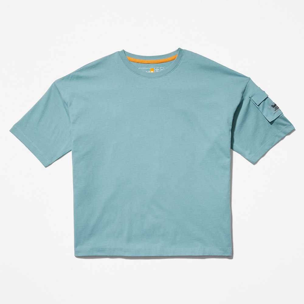 Turquoise Women's Timberland Progressive Utility T Shirts | Israel-5968370