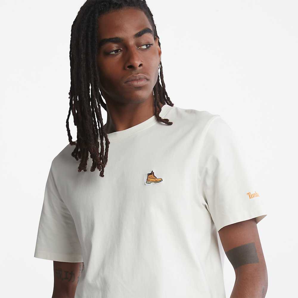 White Men's Timberland Boot-Logo T Shirts | Israel-2469057