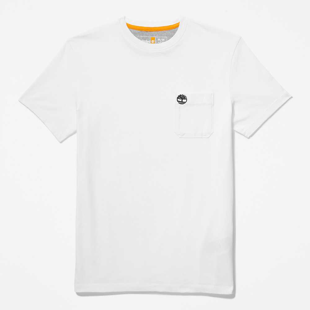 White Men's Timberland Dunstan River T Shirts | Israel-0127946