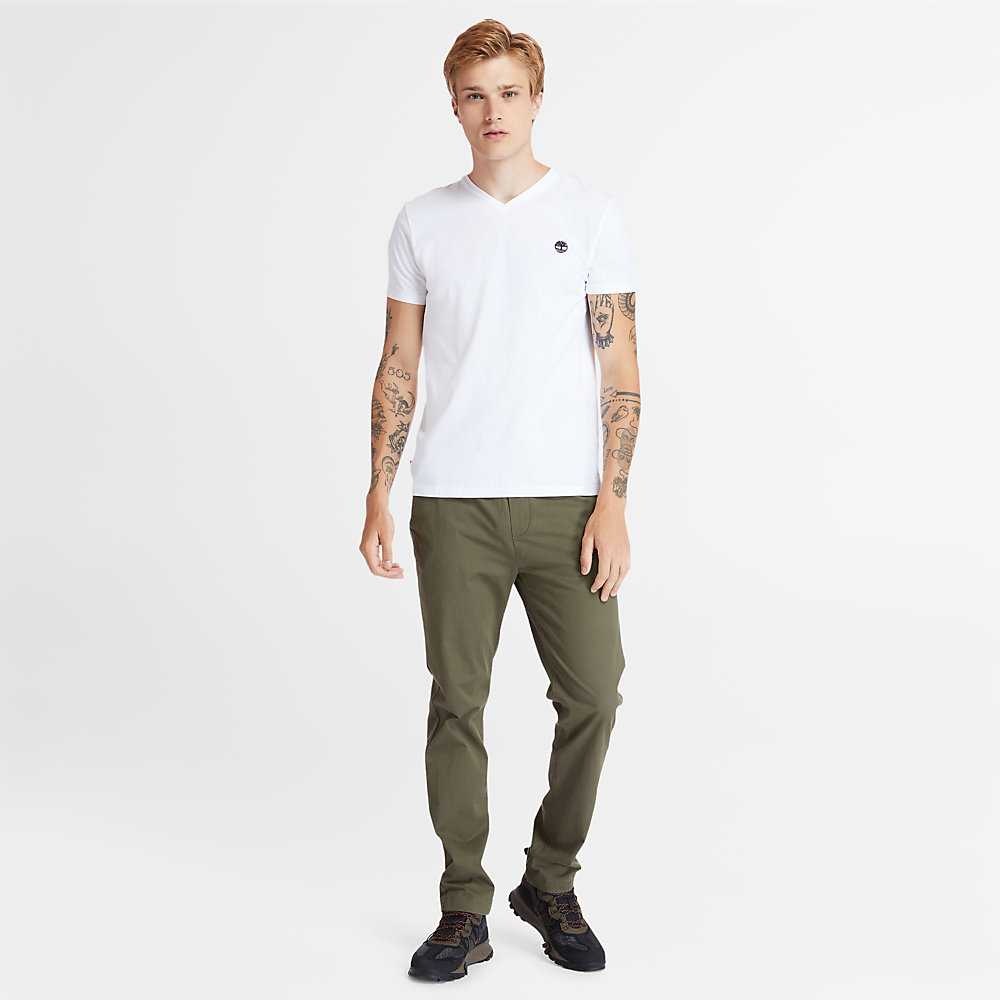 White Men's Timberland Dunstan River T Shirts | Israel-7546231