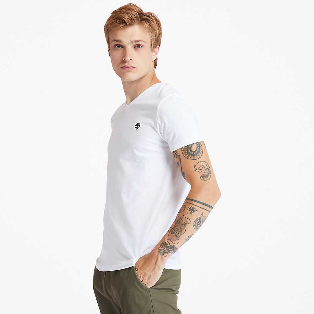 White Men's Timberland Dunstan River T Shirts | Israel-7546231