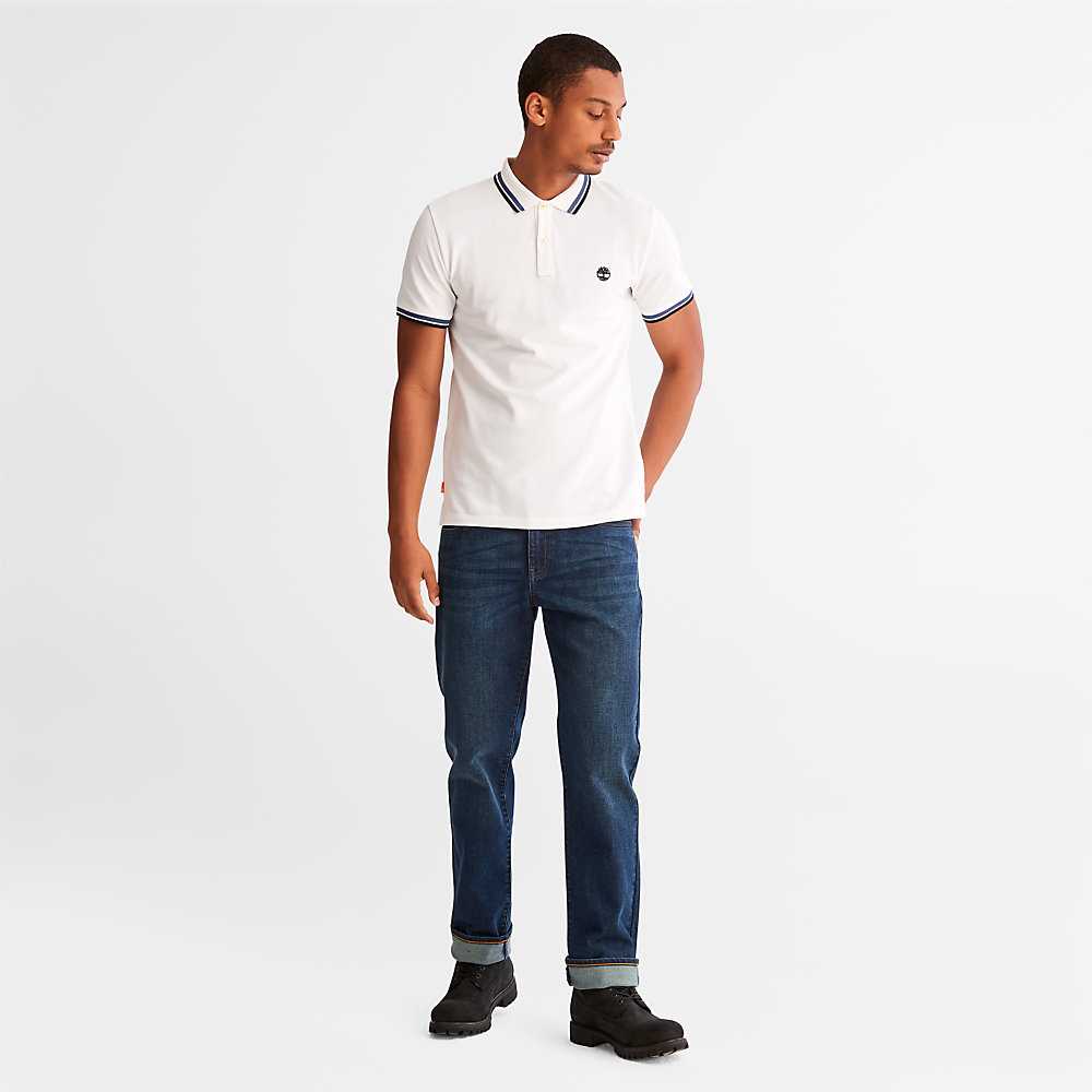 White Men's Timberland Millers River Polo Shirts | Israel-9205134