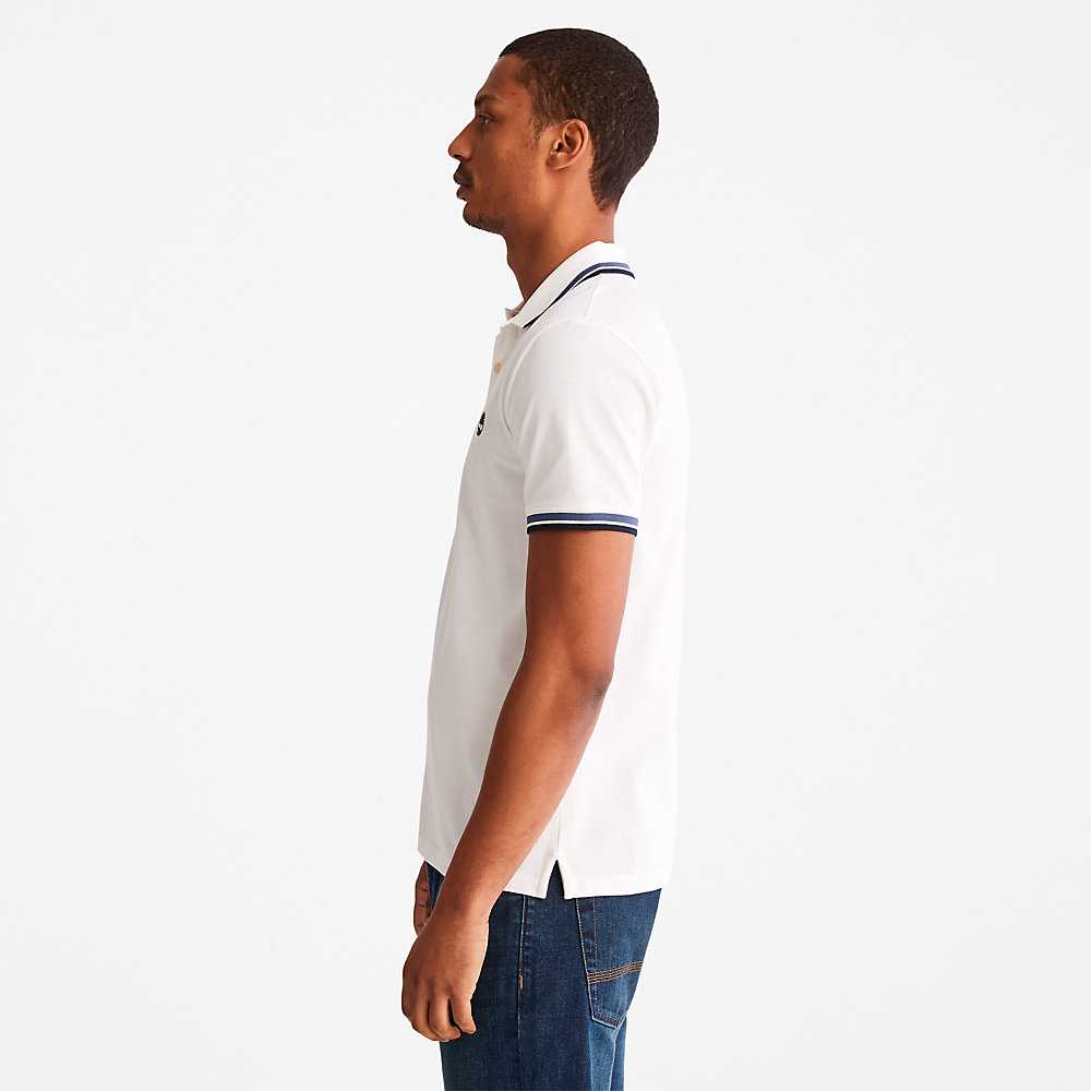 White Men's Timberland Millers River Polo Shirts | Israel-9205134