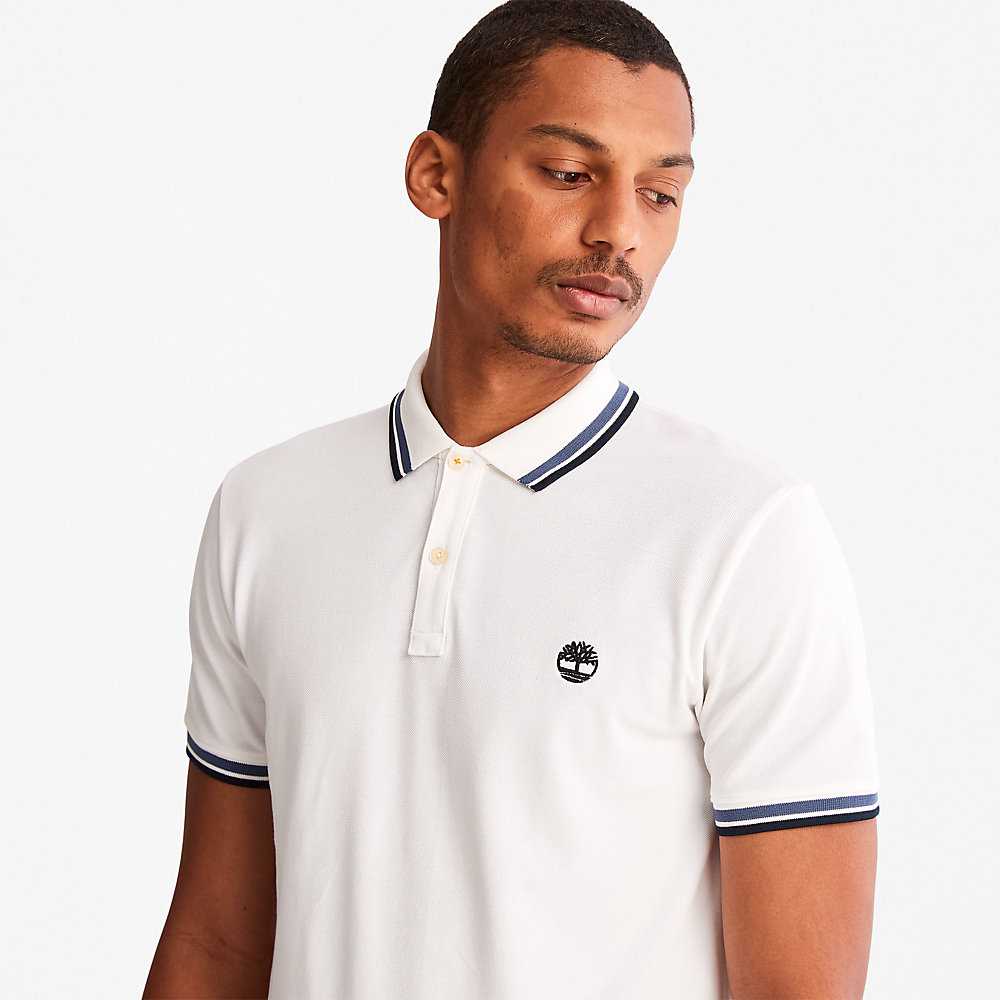 White Men's Timberland Millers River Polo Shirts | Israel-9205134