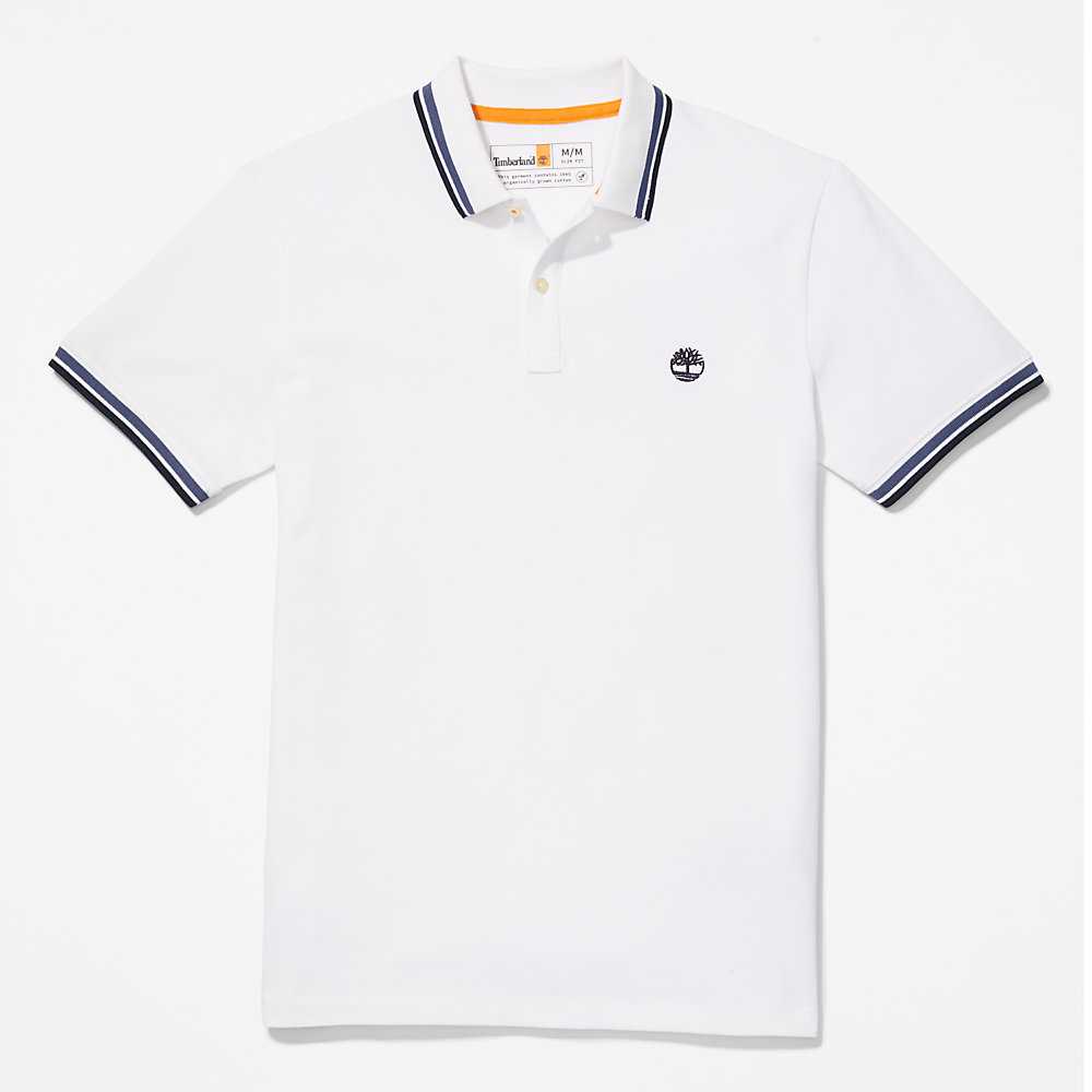 White Men's Timberland Millers River Polo Shirts | Israel-9205134