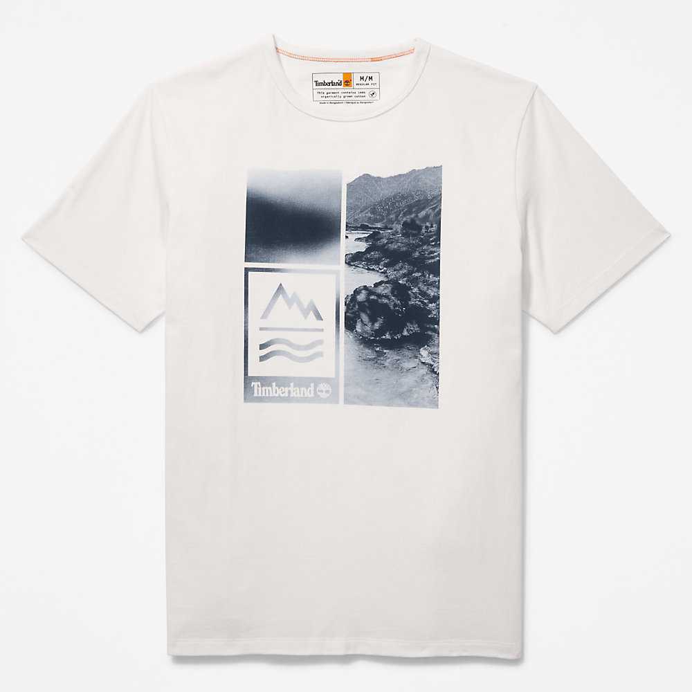 White Men's Timberland Mountains-to-Rivers T Shirts | Israel-6589347